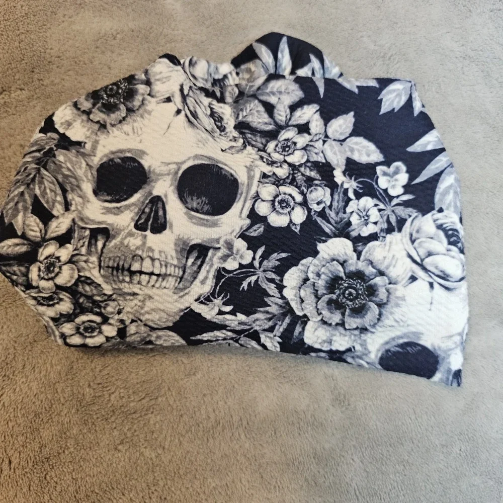 Little Bum Bums Girls Bow Skull Halloween Spooky Black White‎ Wide Baby